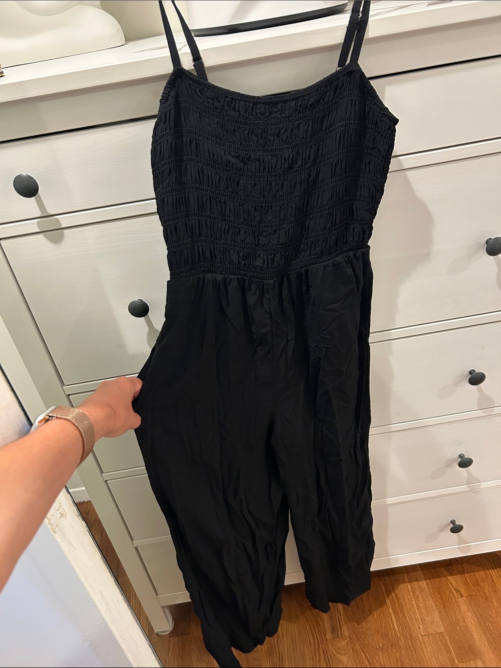 GAP Black Smocked Bodice Jumpsuit